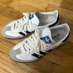 Adidas Women’s (8) / Men's (7) White, Black, and Gray Samba Sneakers